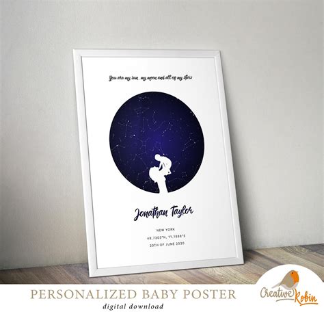 Baby Birth Star Map Personalized Constellation Map Night Etsy