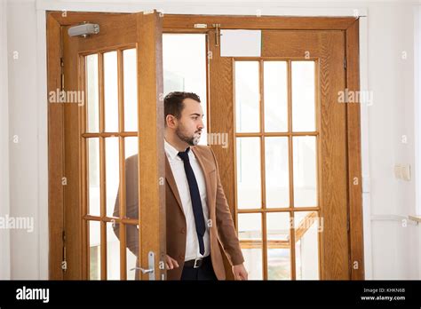 Successful Businessman Entering His Office Stock Photo Alamy