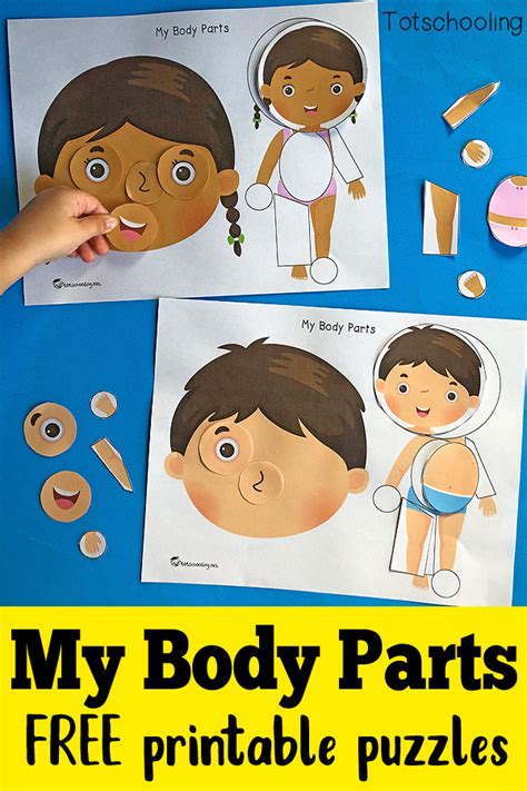 Toodler Kids My Body Parts Printable Puzzles