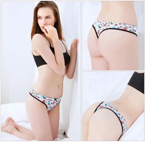 Yun Meng Ni Underwear New Style Beautiful Flower Printing Cotton Yong Girls Thongs Buy Young