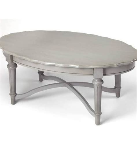 Grey Traditional Oval Scalloped Edge Coffee Table