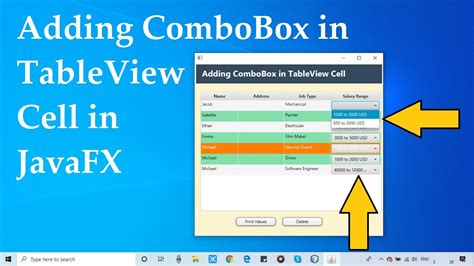 Adding Combobox In Tableview Cell In Javafx Javafx Tutorial Youtube