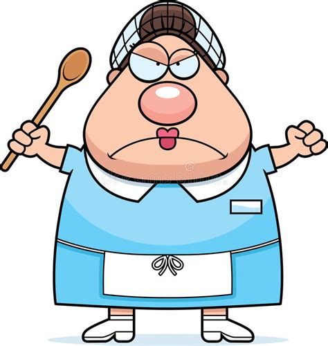 Angry Cartoon Lunch Lady Stock Vector Illustration Of