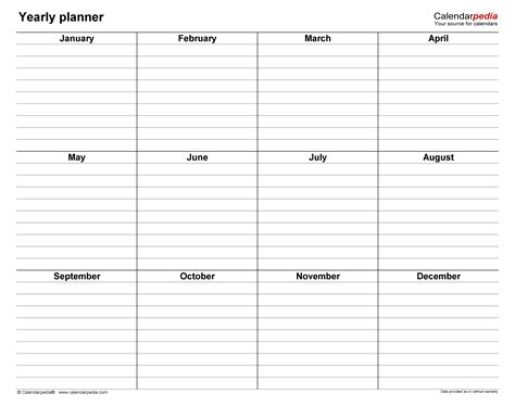 Yearly Planners In Microsoft Excel Format 36 Templates