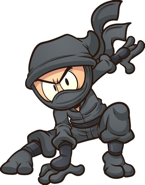 Ninja De Dessin Animé Vecteur Premium