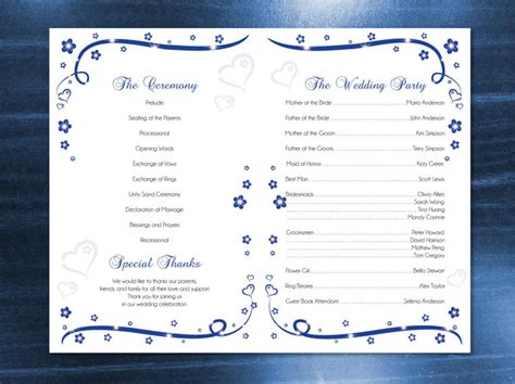 Diy Printable Wedding Program Template Editable Ms Word File Etsy