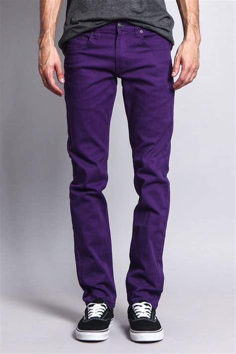 Mens Essential Skinny Fit Colored Jeans Purple G Style Usa