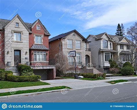 Suburban Street With Large Detached Houses Stock Image Image Of