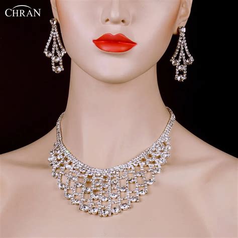 Chran Luxury Crystal Wedding Jewelry Set For Women Wholesale Silver