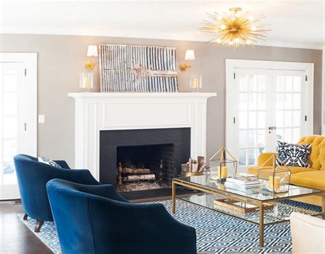 20 Appealing Living Rooms With Gold And Navy Accents Home Design Lover