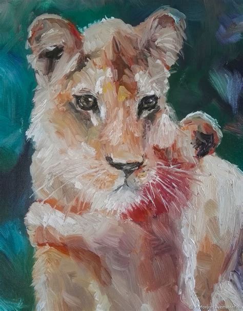 Lioness Mom And Baby Oil Painting On Canvas40h60cm купить на