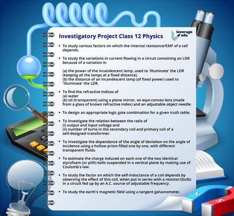 Physics Project For Class 12 Top 50 Ideas And Experiments Leverage Edu