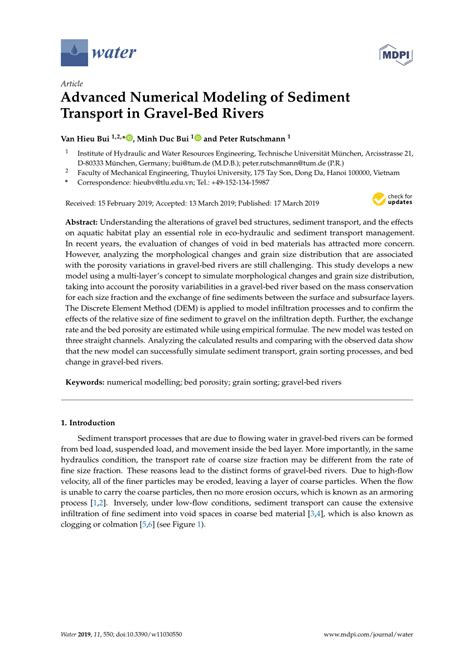 Pdf Advanced Numerical Modeling Of Sediment Transport In Gravel Bed