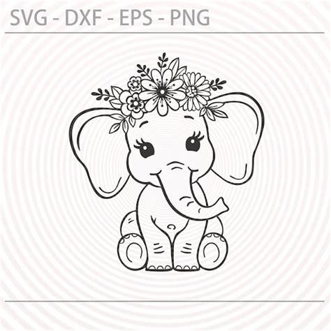 Elephant Svg Elephant Dxf Cute Elephant With Floral Flower Etsy Australia