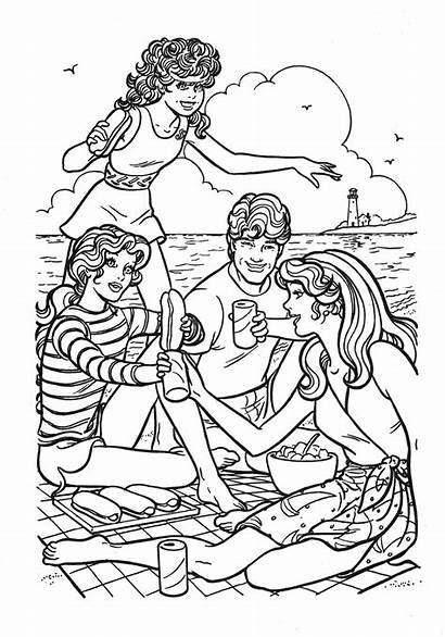 Barbie Coloring Ken Couple Pages Beach Perfect