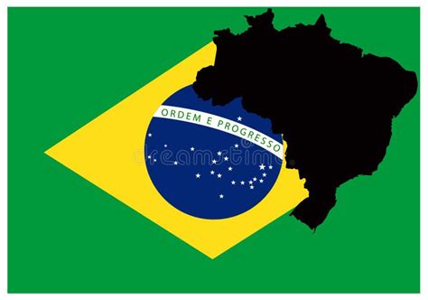 Drapeau Du Brésil Et Carte République Fédérative Du Brésil