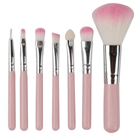7pcs professional cosmetic facial make up brush kit wool makeup brushes tools set with pink in