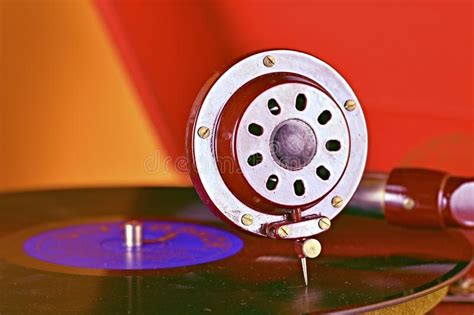 Old Record Player Gramophone Needle On Record Closeup Stock Image