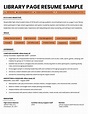 Library Page Resume Sample and Resume Building Tips | RG