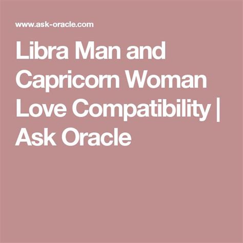Libra Man And Capricorn Woman Love Compatibility Ask Oracle Libra