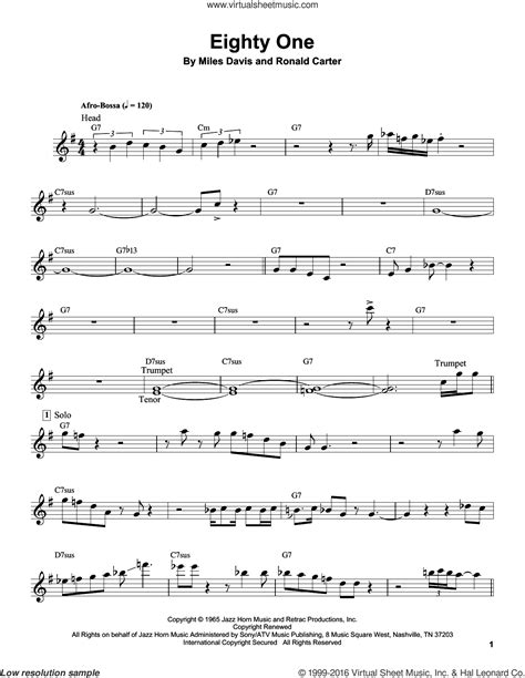 Sheet music sheet music is the second album by manchester rock band 10cc. Davis - Eighty One sheet music for trumpet solo (transcription)