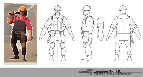Tf2 Engineer Orthographic Drawings By Gntlemanartist Character Model