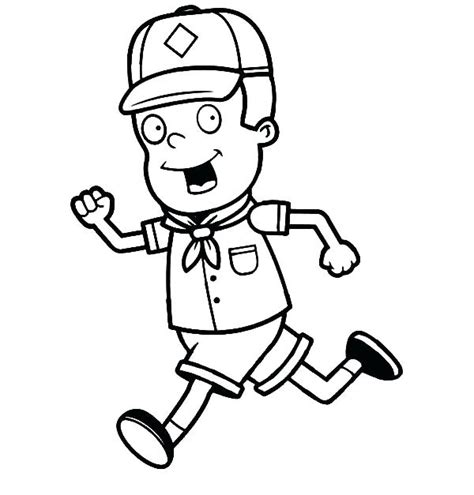 Kids Running Coloring Page