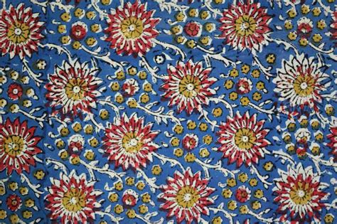Buy Multicolor Floral Kalamkari Pattern Indian Cotton Fabric