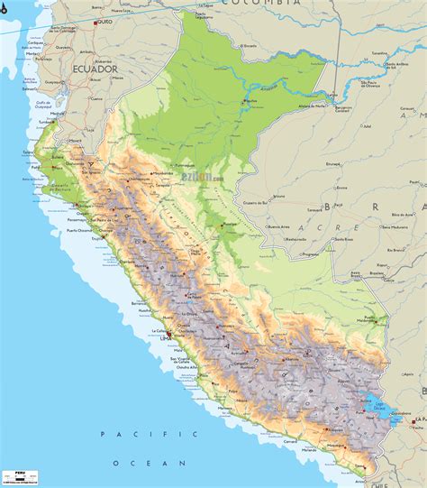 Physical Map Of Peru Ezilon Maps