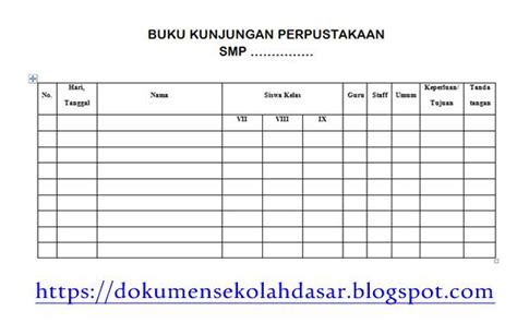 Contoh Format Buku Kunjungan Kelas Perpustakaan Antapedia Com Imagesee