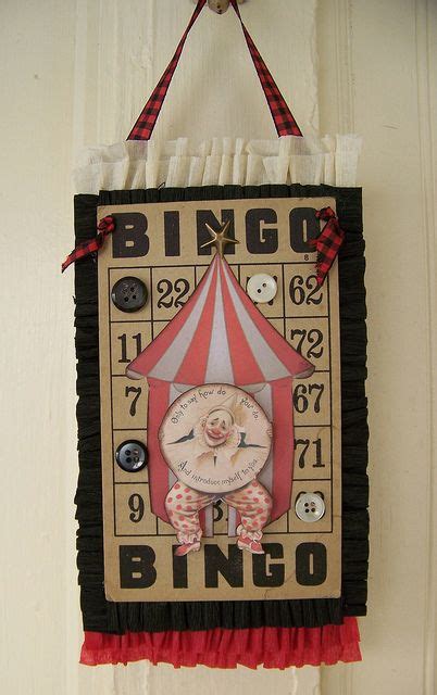 Altered Vintage Bingo Card Collage Bingo Cards Clown Crafts Card Art