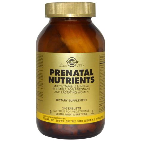 Solgar Prenatal Nutrients Multivitamin And Mineral 240 Tablets