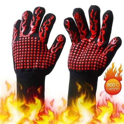 1472℉ Heat Resistant Bbq Gloves Food Grade Kitchen Oven Mitts Oven