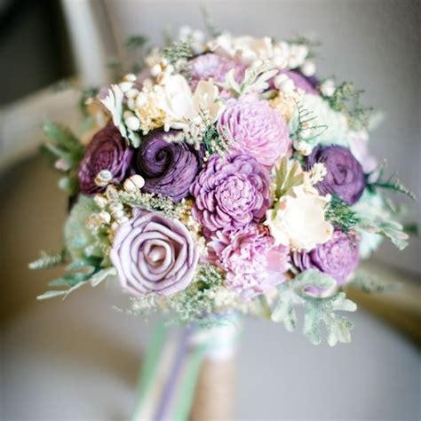 Bridal Bouquet Sola Flowers Purple Wedding Keepsake Bouquet