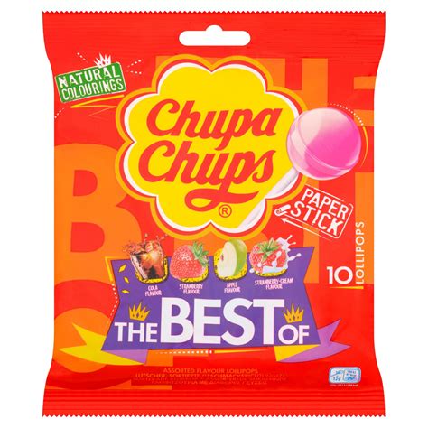Chupa Chups The Best Of 10 Assorted Flavour Lollipops 120g Sweets Iceland Foods