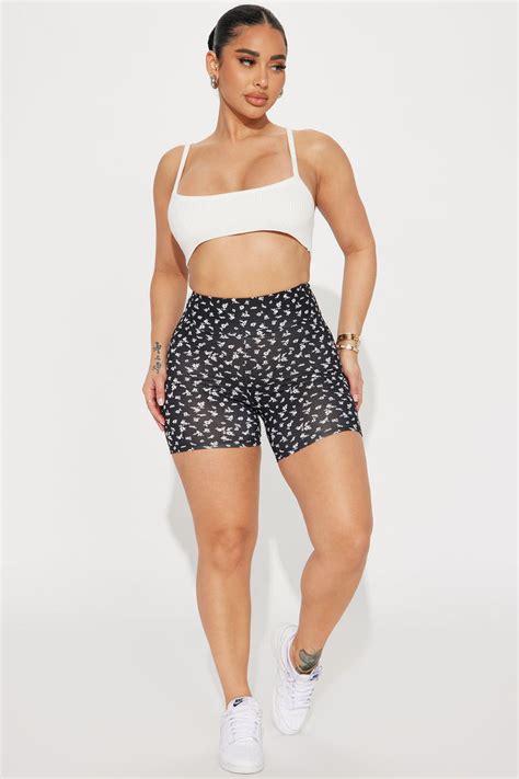 ditsy babe biker short black white fashion nova shorts fashion nova