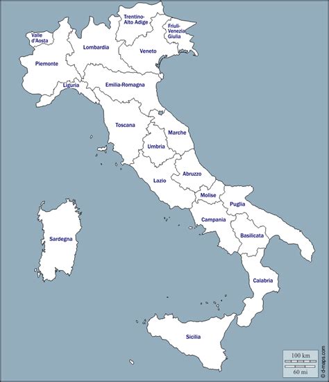 Cartina Italia Da Colorare Con Nomi Regioni