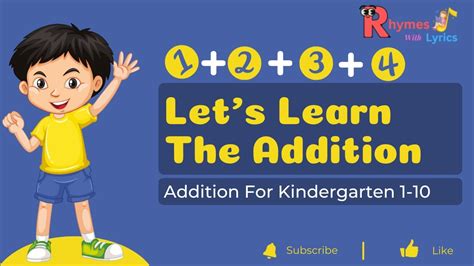 Learn Addition For Kindergarten 1 10 Rhymes With Lyrics Youtube