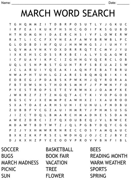 Printable March Word Searches