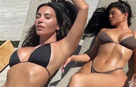 Kim Kardashian And Kylie Jenner Flaunt Their Enhanced Curves In Bikinis