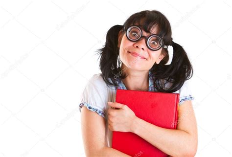 Nerd Student Girl With Textbooks Stock Photo By ©cookelma 6397300