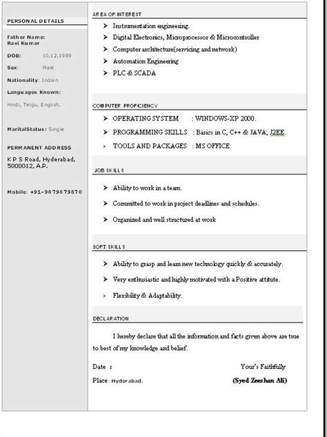 Download one of these free microsoft word resume templates. Cv Format Word Free | Free Online Resume Writing Samples ...