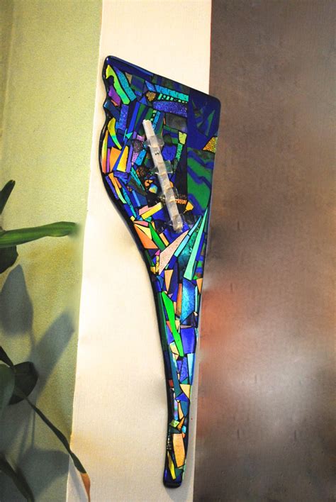 Fused Dichroic Glass Mezuzah Sculpture Ooak One Of A Kind Etsy