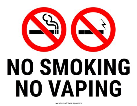 Printable No Smoking No Vaping Sign Free Printable Signs