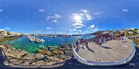 360° View Of Old Town Harbour In Puerto Del Carmen Lanzarote Canary