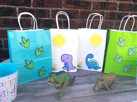 Dinosaur Favor Bags Dinosaur Goody Bags Set Of 10 Etsy