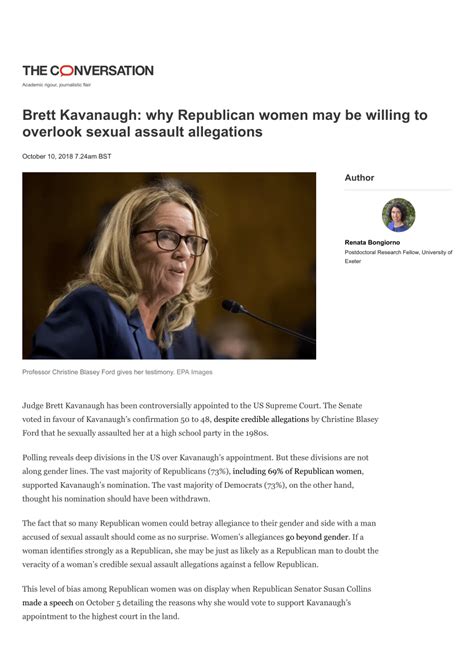 Pdf Brett Kavanaugh Why Republican Women May Be Willing To Overlook