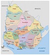 Large detailed administrative divisions map of Uruguay | Uruguay ...