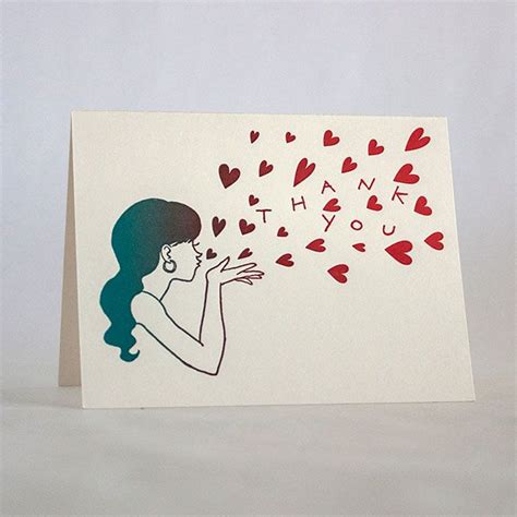 Thank You Blowing Kisses Blowing Kisses Kiss Art Letterpress Cards