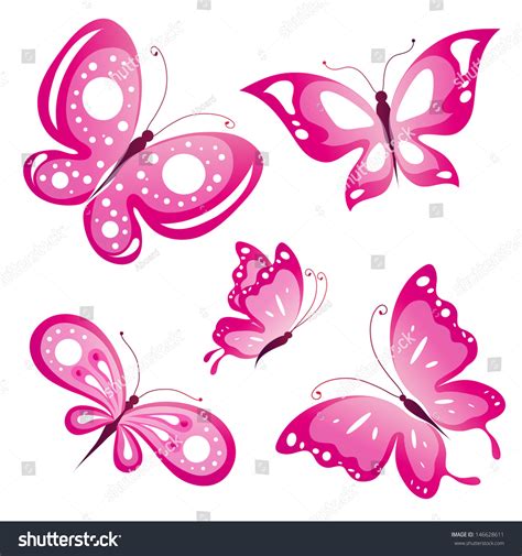 Pink Butterflies Design Vector Stock Vector Royalty Free 146628611